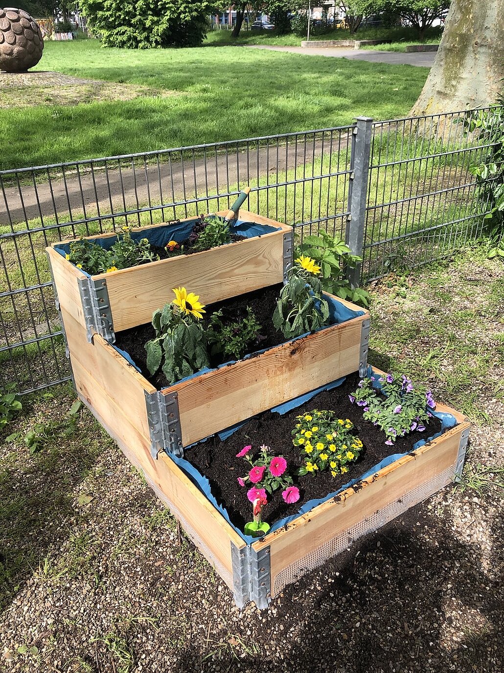 Ein mehr-etagiges Hochbeet im Blücherpark