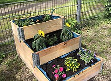 Ein mehr-etagiges Hochbeet im Blücherpark