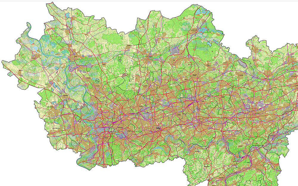 Karte des Regionalplans Ruhr