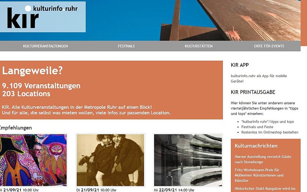 Kulturinfo Ruhr, Screenshot.