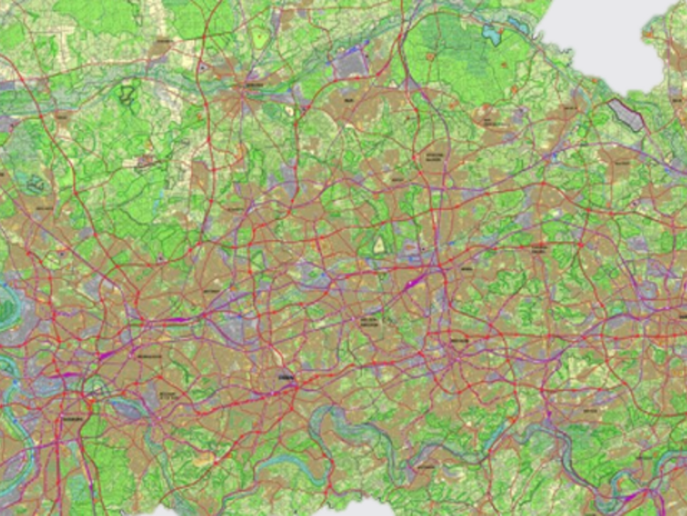 Kartenausschnitt des Regionalplans Ruhr