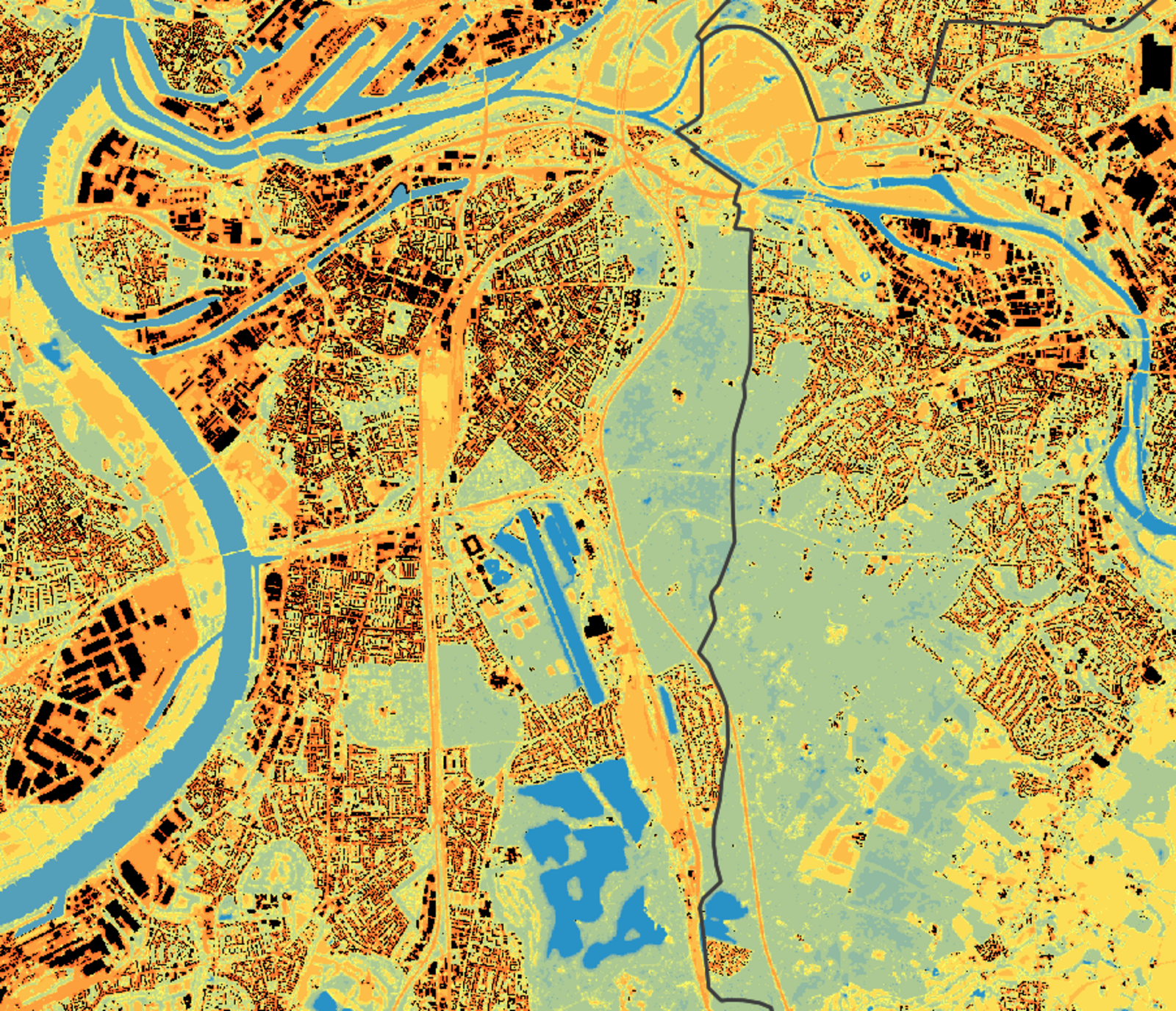 Ausschnitt aus dem KlimaPortal.Ruhr: FITNAH-Daten der Lufttemperatur um 12:30 Uhr. Grafik RVR