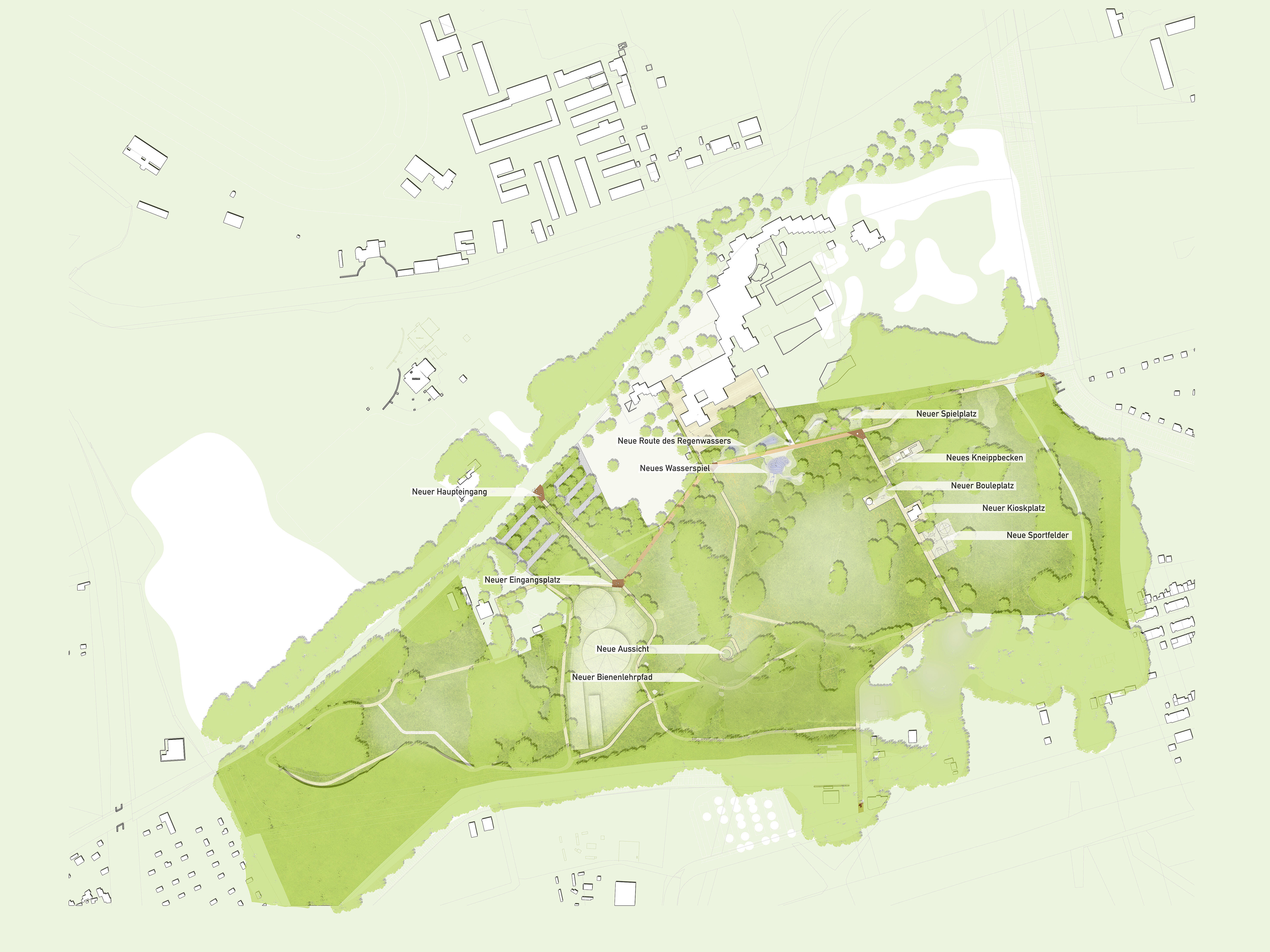 Übersichtsplan Revierpark Nienhausen. Grafik: Landschaft planen + bauen