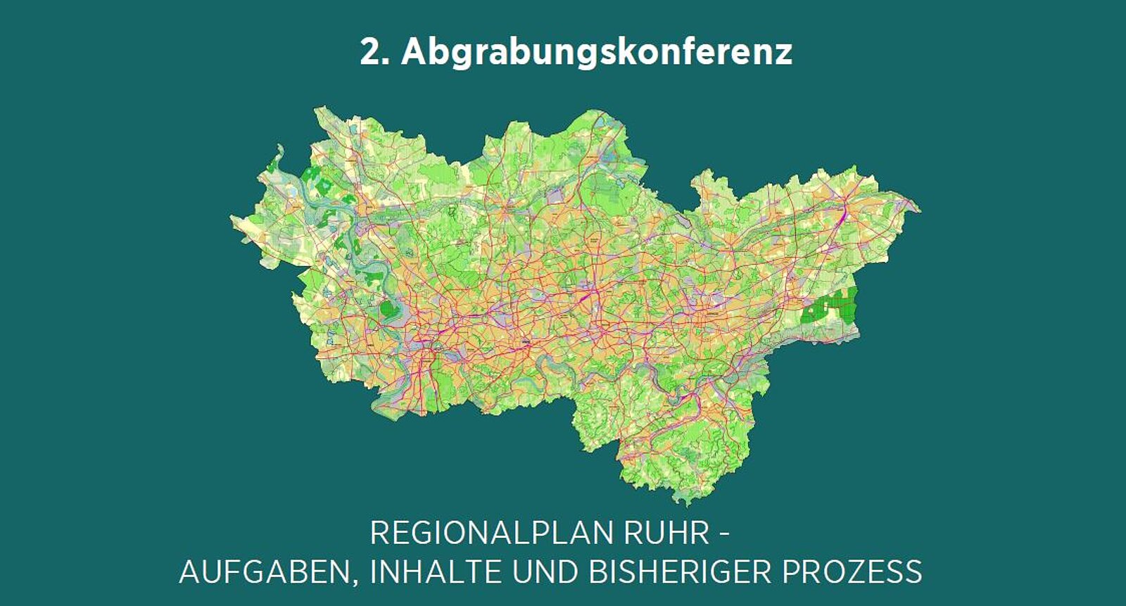2. Abgrabungskonferenz am 06.10.2021 Deckblatt der Präsentation mit Ruhrgebietskarte