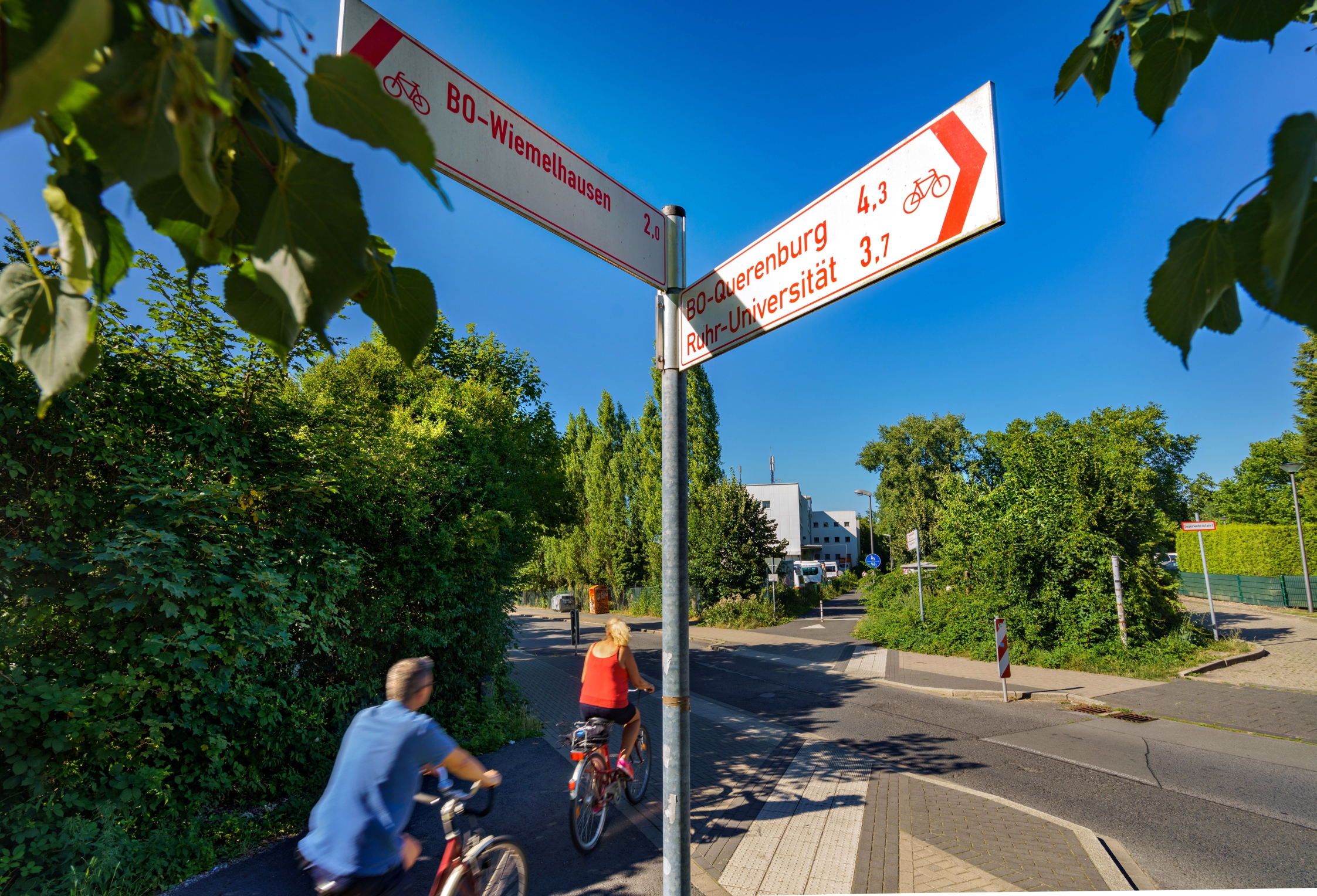 Springorum Radweg - Hinweisschilder an der Kreuzung Querenburger Straße.