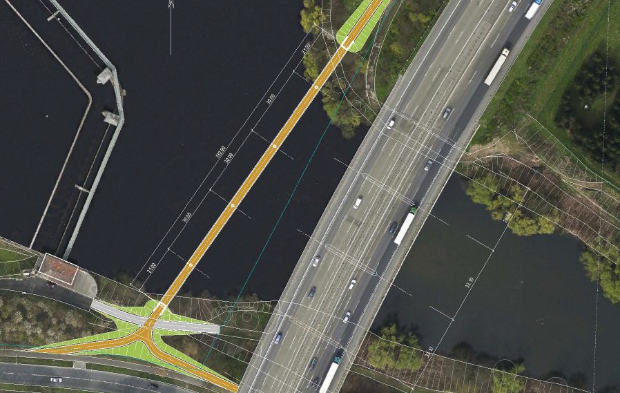 Neue Radwegebrücke - Draufsicht mit Entwurfsplanung. Abb. Stadt Hagen