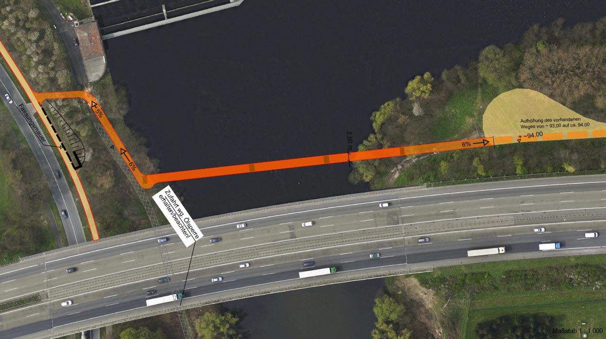Neue Radwegebrücke - Lageplan. Abb. Stadt Hagen