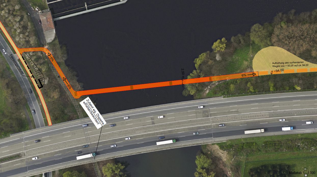 Lageplan der Radwegebrücke, Stadt Hagen