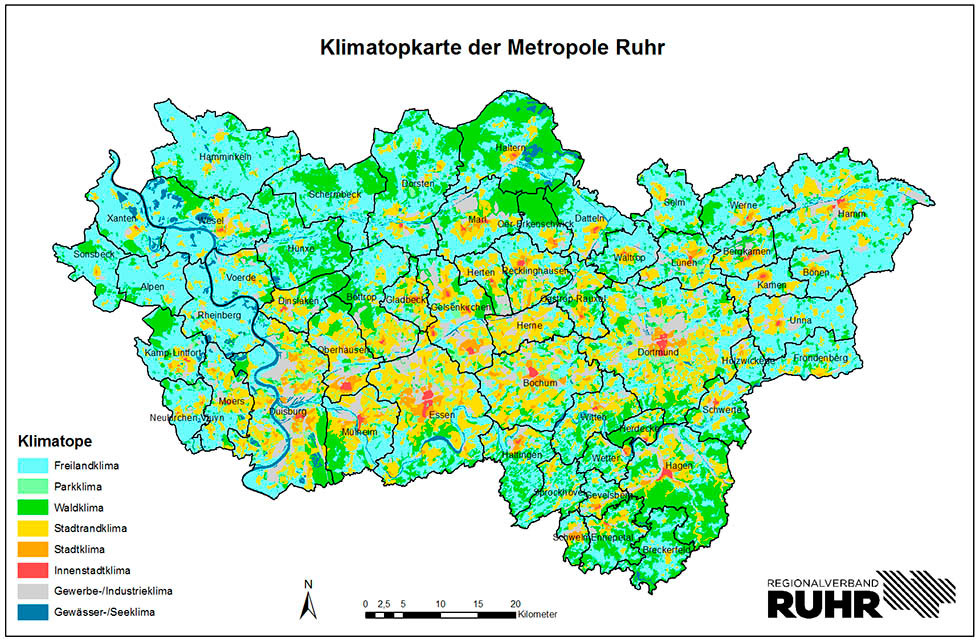Klimatopkarte der Metropole Ruhr