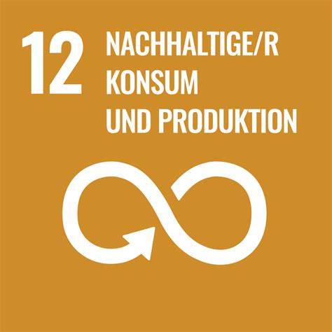 Das Icon für das Sustainable Development Goal Nr. 12 Nachhaltiger Konsum und nachhaltige Produktion stellt ein Endlosschleife mit Pfeil vor orange-rotem Hintergrund dar