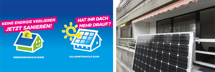 Vortragsreihen in den Initiativen Solarmetropole Ruhr und Energiesparhaus Ruhr beantworten wichtige Fragen aus den Bereichen erneuerbare Energien und energieeffizientes Sanieren. Thema sind beispielsweise auch Balkonkraftwerke.