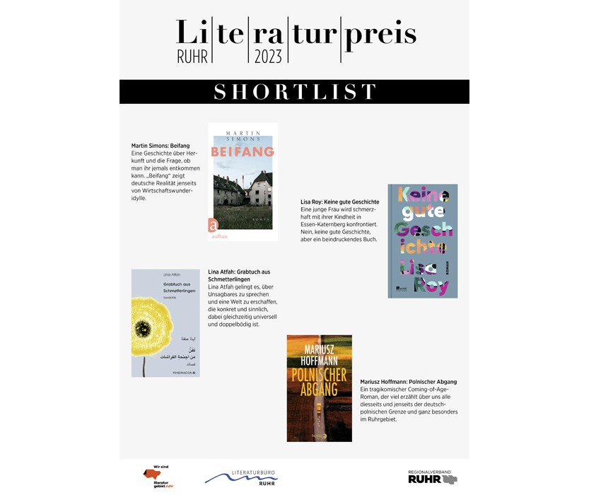 Vier außergewöhnliche Titel haben es in diesem Jahr auf die Shortlist des Literaturpreises Ruhr geschafft. Allen gemein: Sie sind im Ruhrgebiet entstanden oder handeln davon.