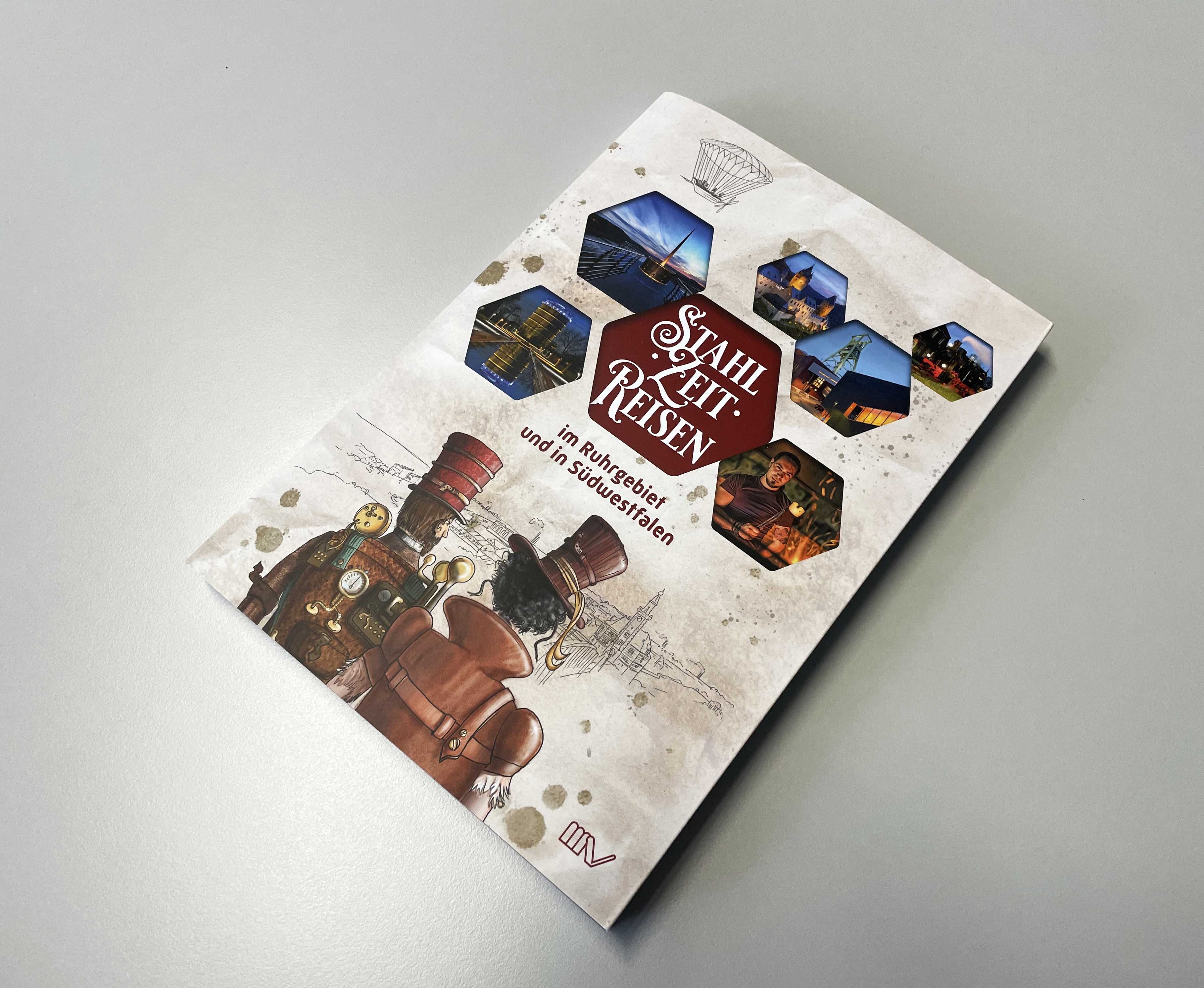 Cover des Reiseführers mit Industriedenkmälern auf Kacheln.