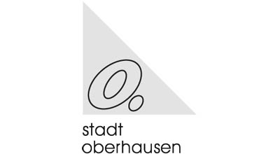 Das Logo der Stadt Oberhausen mit dem geschwungenen O in s/w