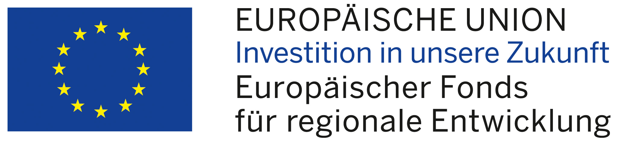 Logo Europäische Union. Investition in unsere Zukunft. Europäischer Fonds für regionale Entwicklung.