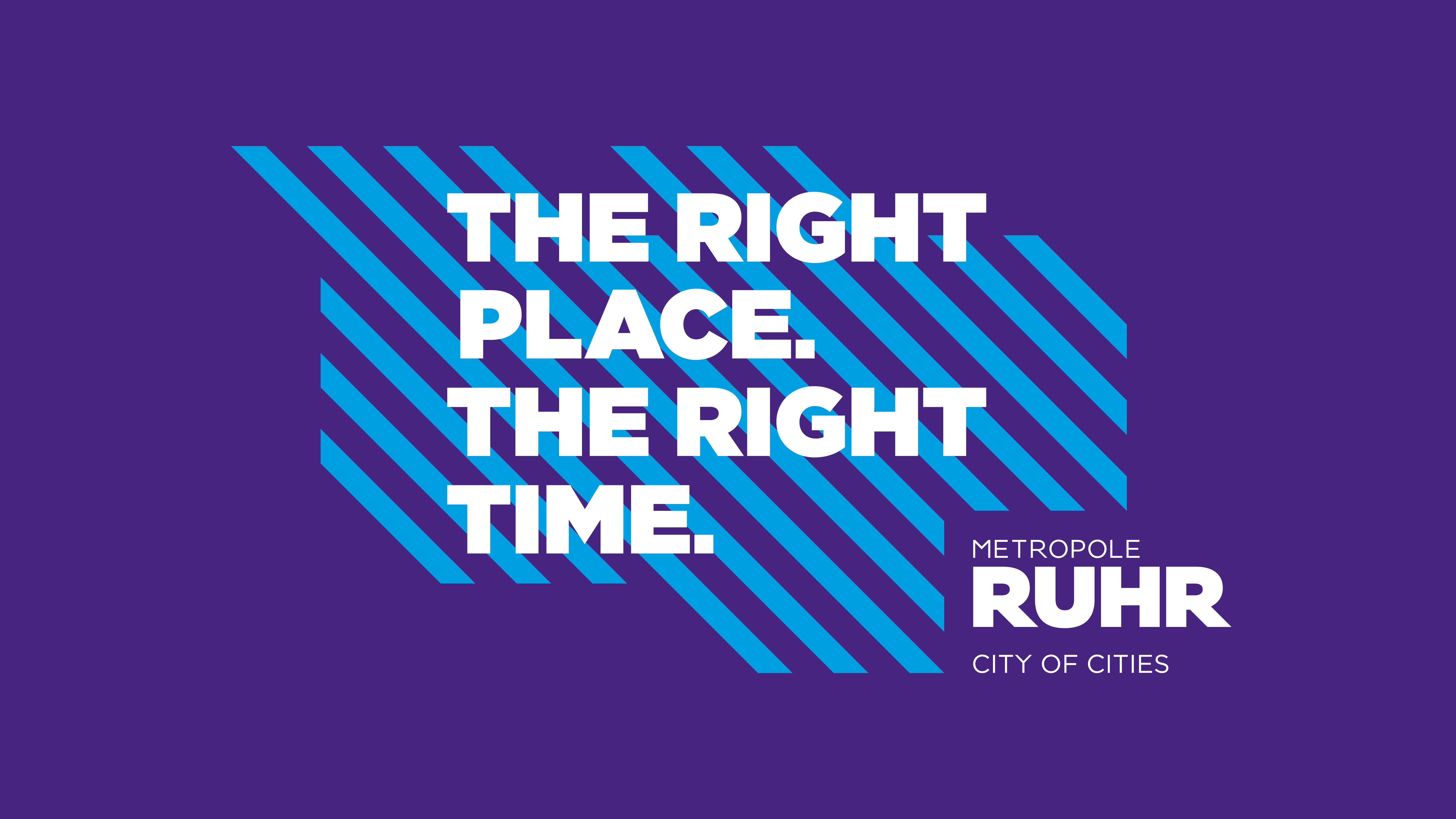 Keyvisual "The right place. The right time." zur Standortmarketing-Kampagne "Stadt der Städte", 2020.