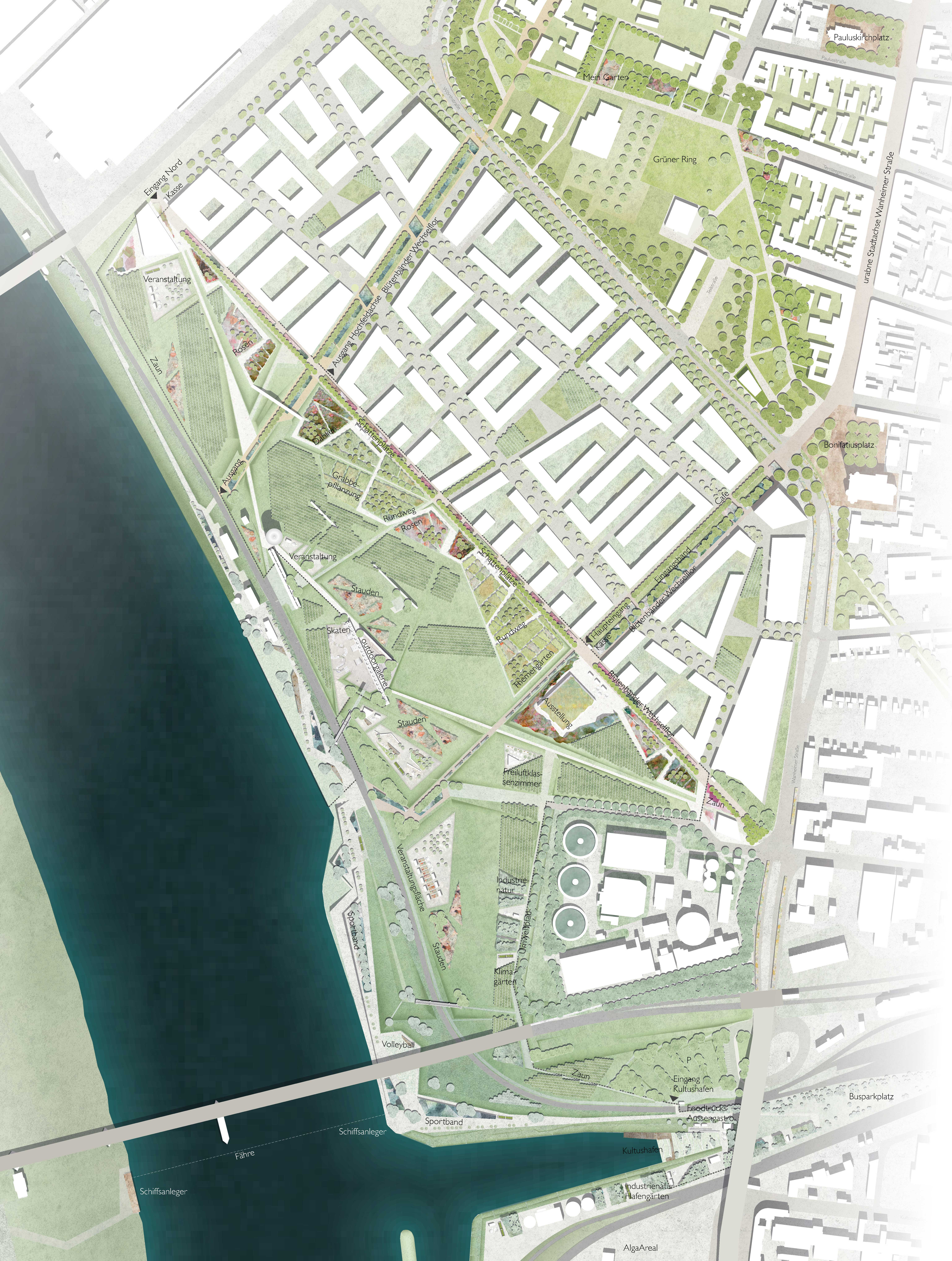 Entwurf "Ausstellung" für den Rheinpark in Duisburg zur IGA 2027.