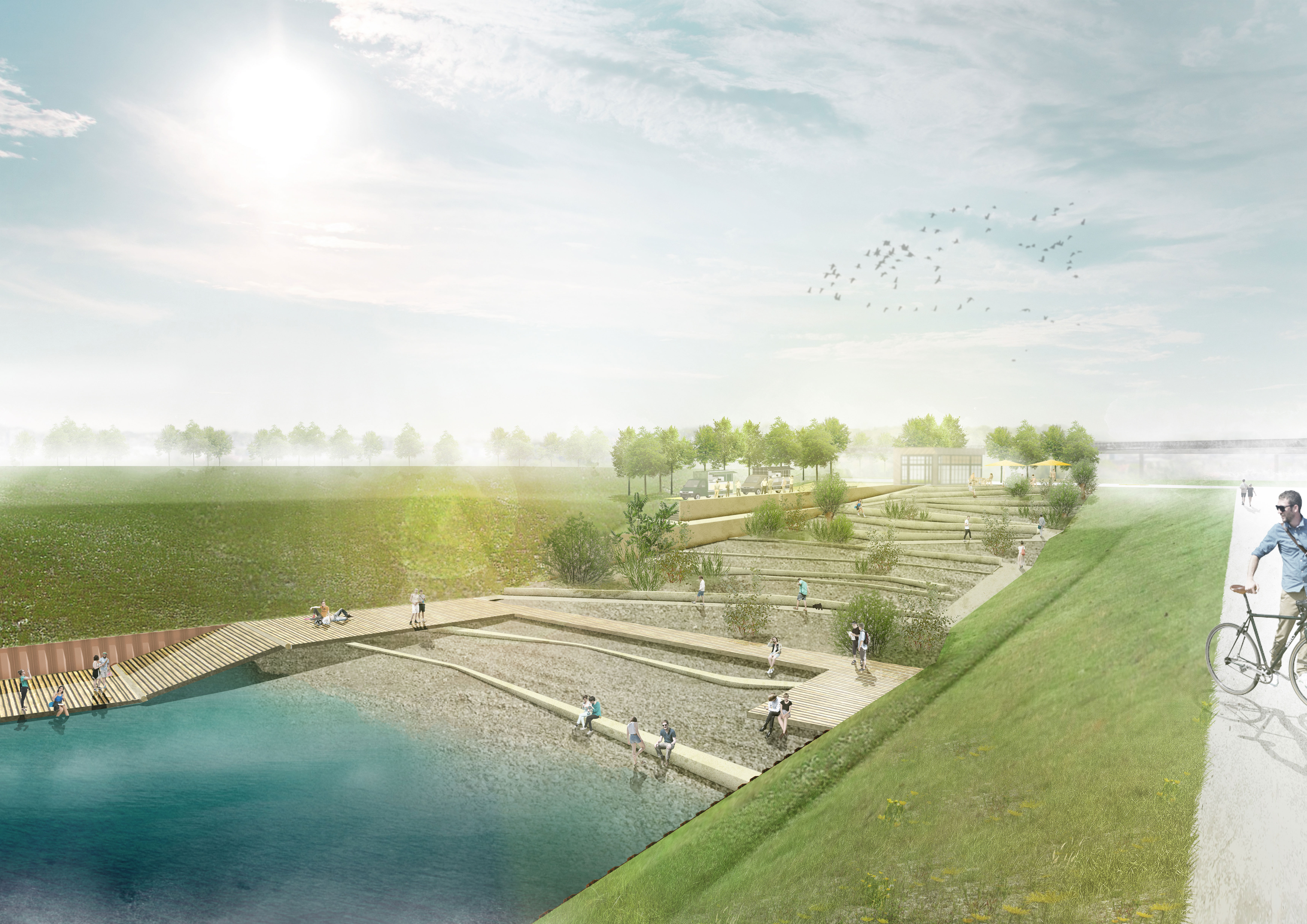 Entwurf "Kultushafen" für den Rheinpark in Duisburg zur IGA 2027.