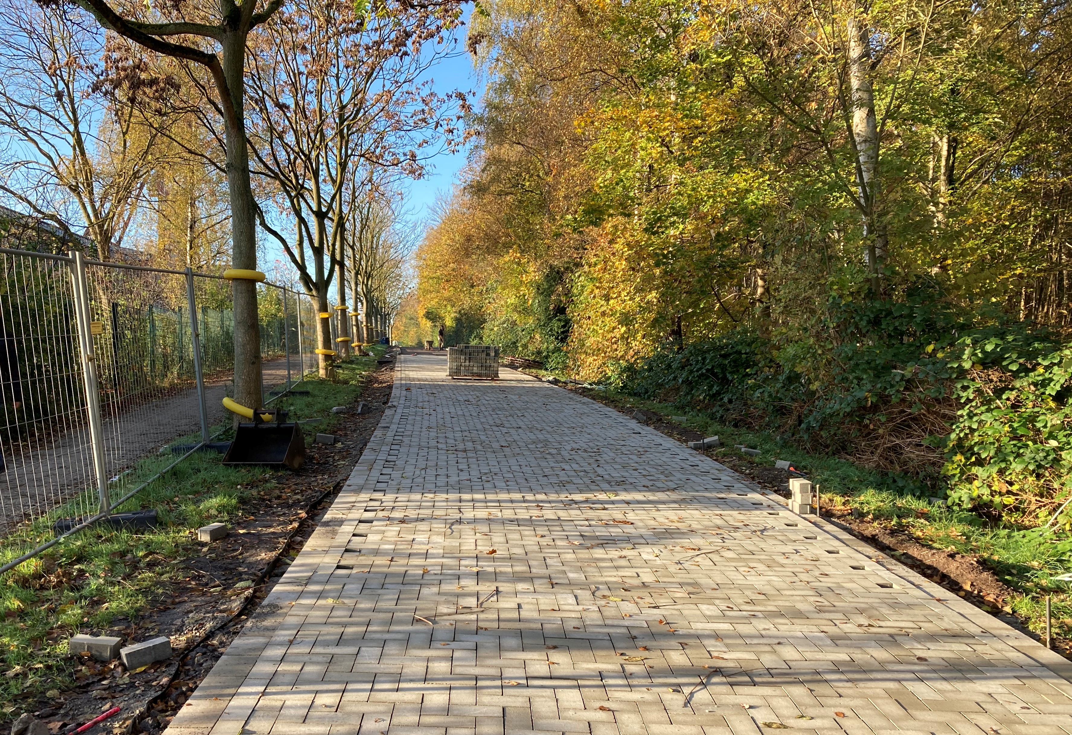 Sanierung des Zollvereinradweges in Essen im November 2021.