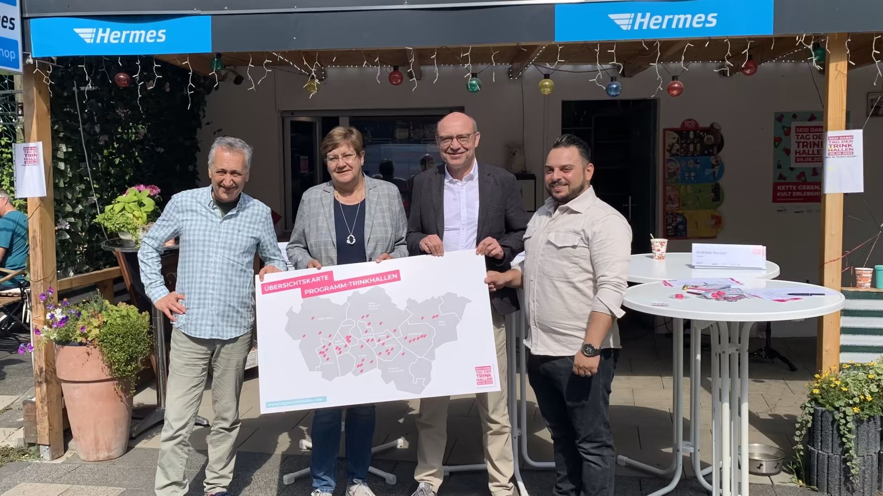 v.l.n.r. Kazim Calisgan, Karola Geiß-Netthöfel, Axel Biermann, Mustafa Akbulut bei der Programmvorstellung.
