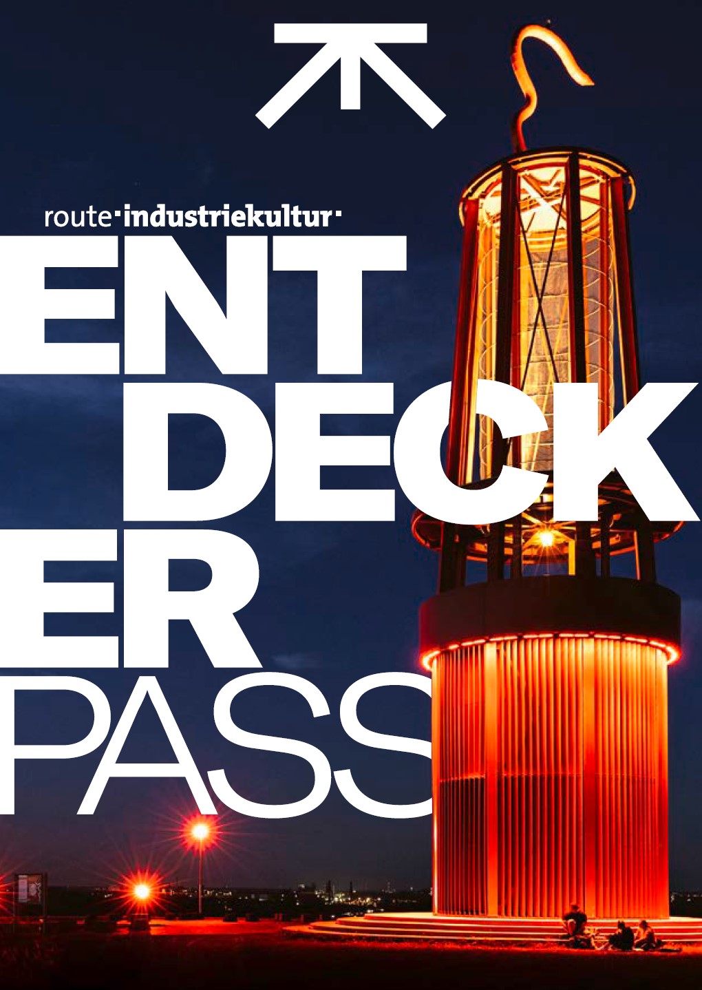 Aufschrift Entdeckerpass mit Foto mit beleuchteter Landmarke