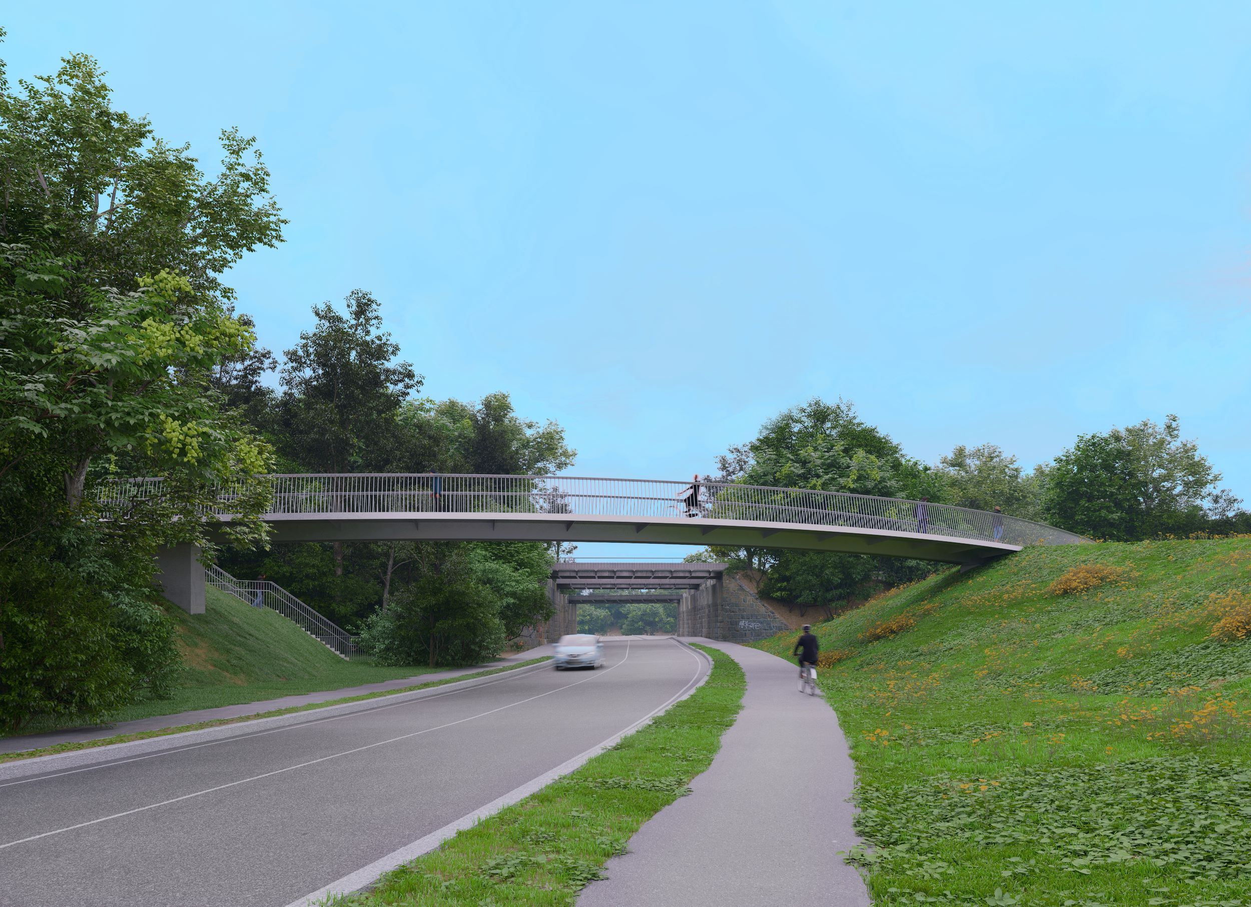 Visualisierung der Brücke über der Kamener Straße. 