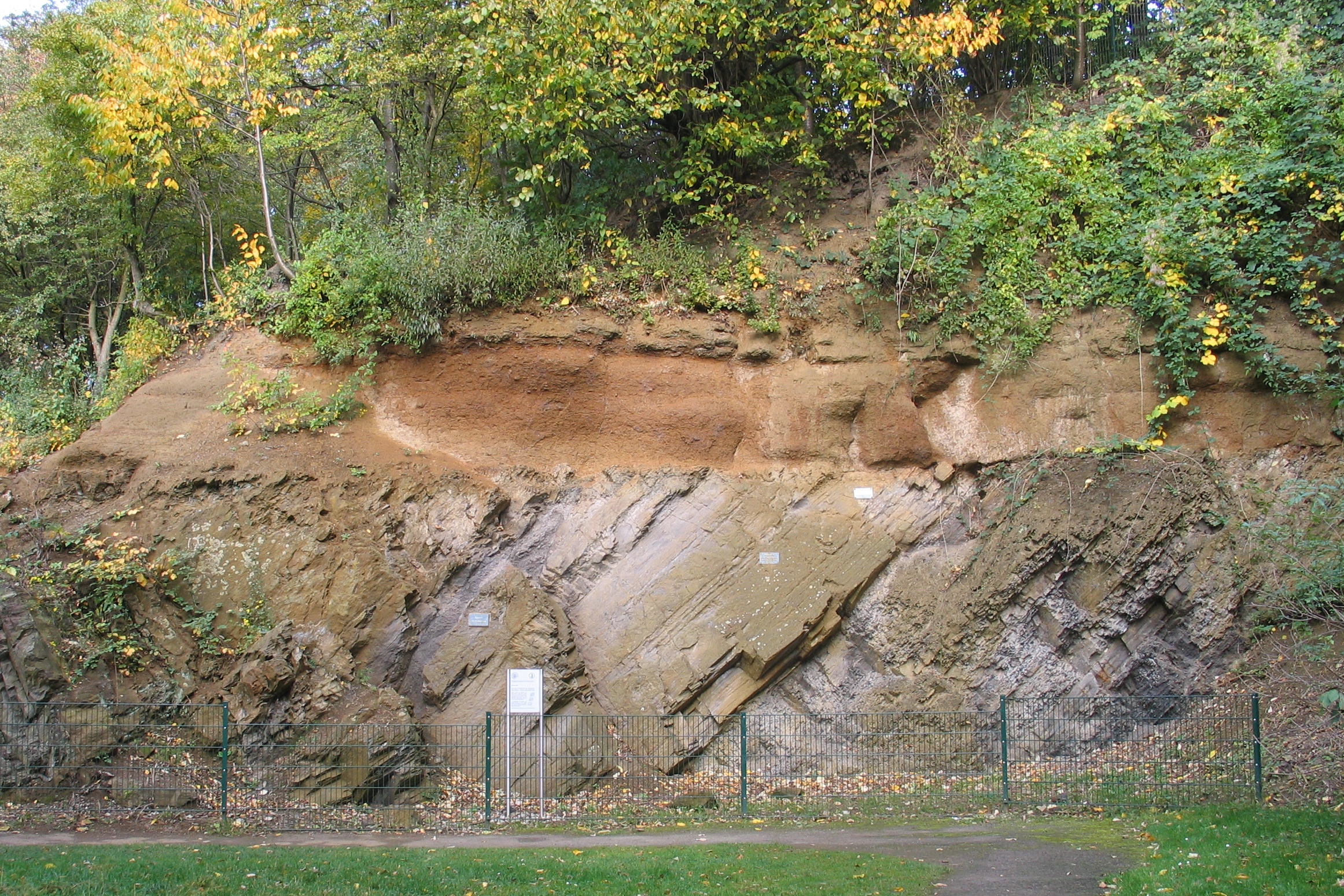Geologische Garten mit Felswand und grüner Natur. 