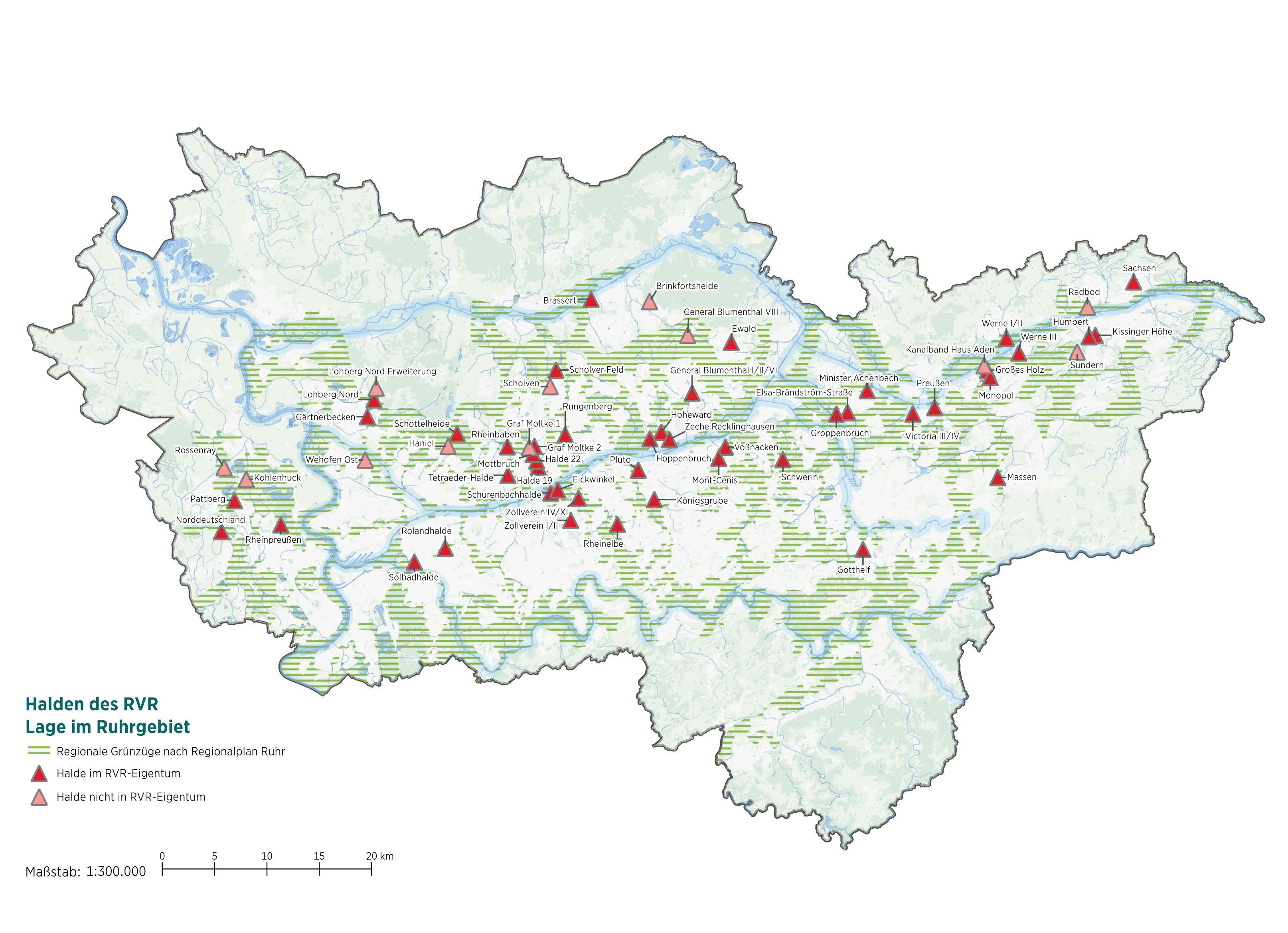 Grafik: Übersichtskarte RVR-Halden