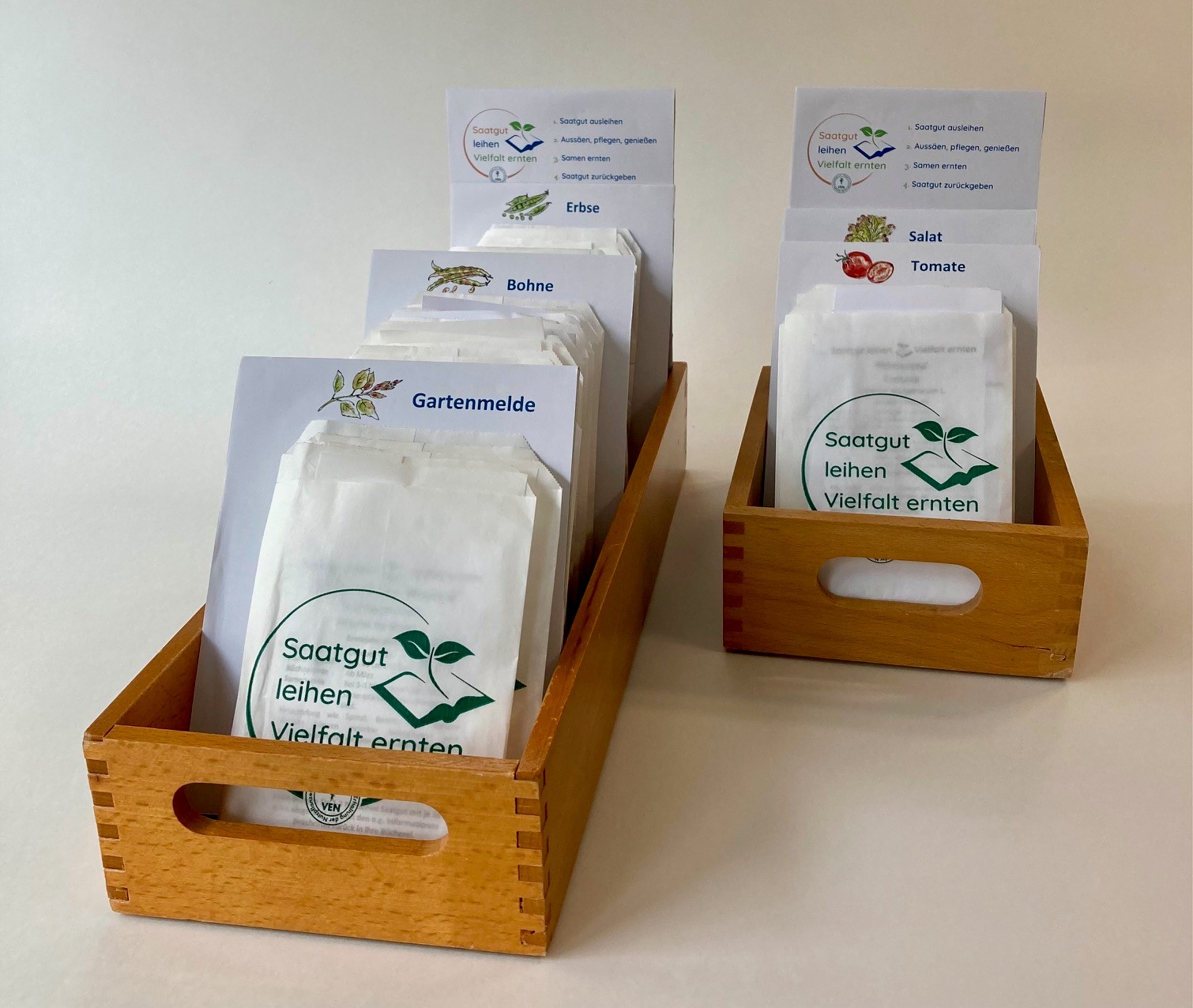 Saatgut in Tütchen verpackt. 